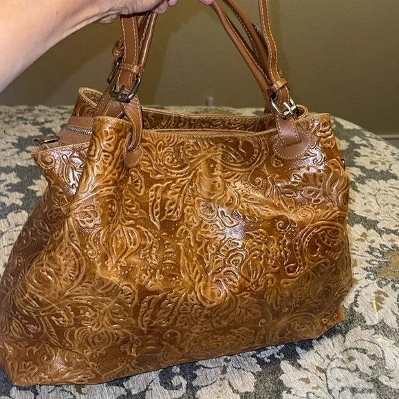 ISADORA ITALY Cuoio Tooled Genuine Leather Large Tote Bag New with Tags - Picture 2 of 4